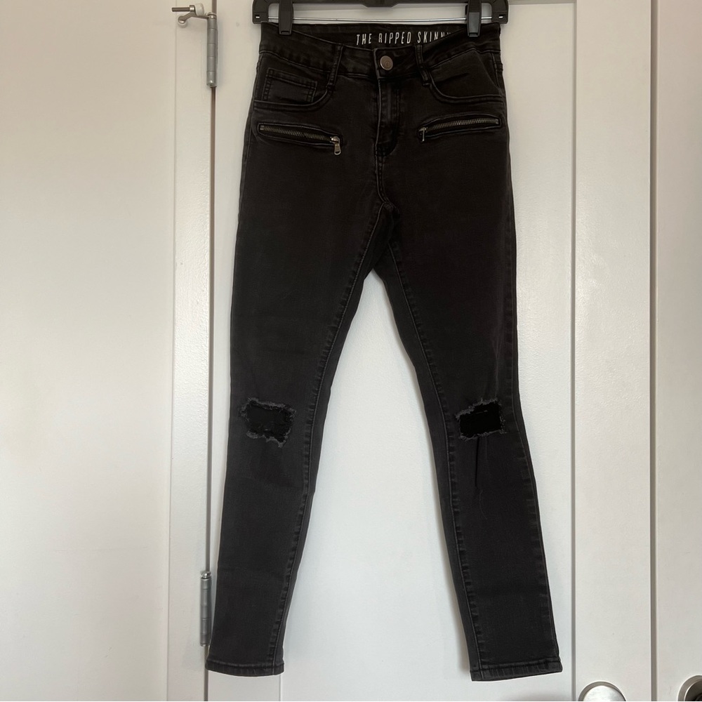 Cotton On Skinny Black Jeans w/ Zip Pockets - Size 4